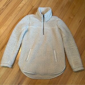Abercrombie Soft A&F Cream Quarter Zip Faux Fur Sherpa Size Small